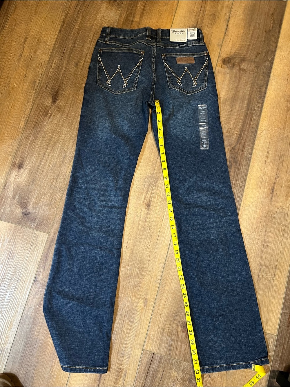 Wrangler Mid Indigo Bootcut Jeans - Dark Blue Wash - Picture 3 of 3